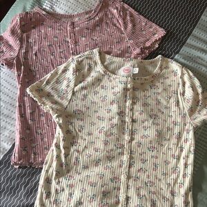 Bundle of Two Girls Floral Tops in Pink and Cream XL